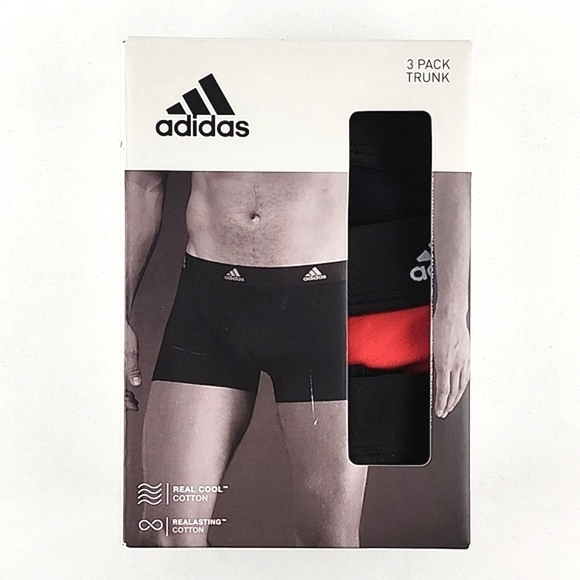 NWT Adidas Men's 3 Pack Trunk Active Flex Cotton Red Black Size Small - Picture 2 of 8